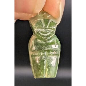Vintage Green Jade Smiling Figural Hand Carved Pendant